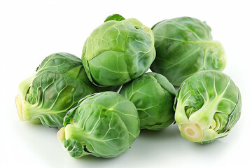 Bunch of Brussels sprouts on white isolated background. Generative AI