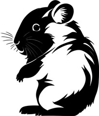 Obraz premium Adorable black stencil hamster, cute pet companion. 