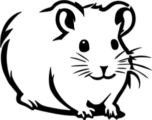 Obraz premium Adorable black stencil hamster, cute pet companion. 