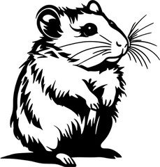 Obraz premium Adorable black stencil hamster, cute pet companion. 