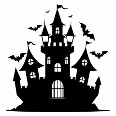 halloween castle with bats vector