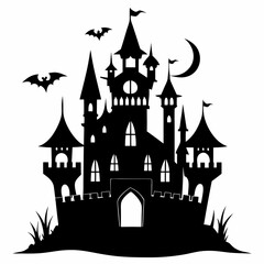 halloween castle with bats vector