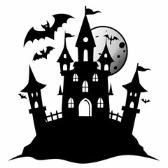 halloween castle with bats vector