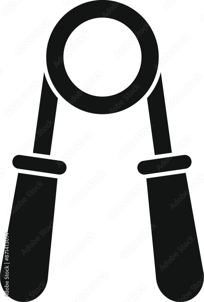 Poster hand grip exerciser improving arm muscles icon in simple style on a white background