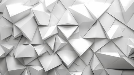 Fototapeta premium Abstract geometric white background with overlapping triangular shapes creating a textured 3D surface.
