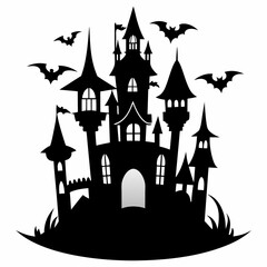 halloween castle with bats vector