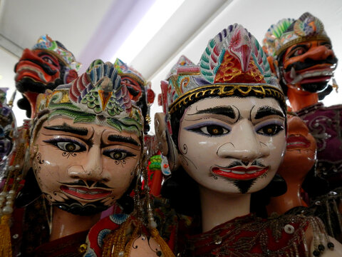 Wayang golek sundanese puppet show selective focus