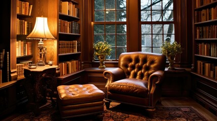 Fototapeta premium library victorian house interior