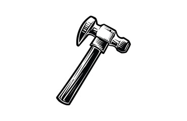 Hammer black icon, isolated on white background. Vector illustration.