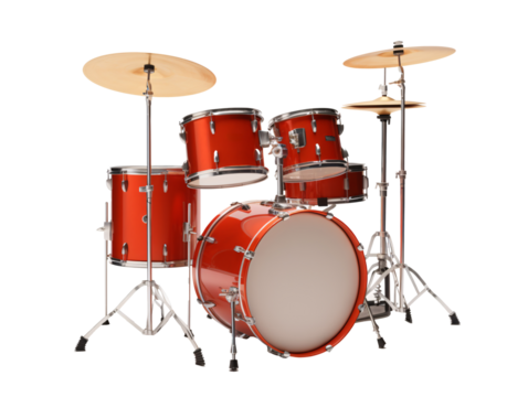 a drum set with a white background