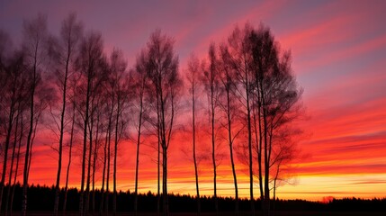 Naklejka premium beauty birch tree silhouette