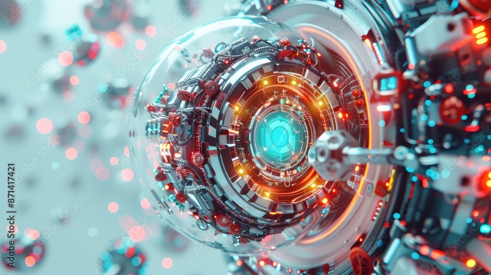 Aufkleber cyber shield: advanced ai protecting data privacy in futuristic 3d holograms - 4k high-tech security