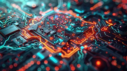 Fototapeta premium Futuristic Cyber Interface with AI-Generated Patterns in Ultra-High Resolution 4K Synthetic Data Visualization Lab, Generative AI