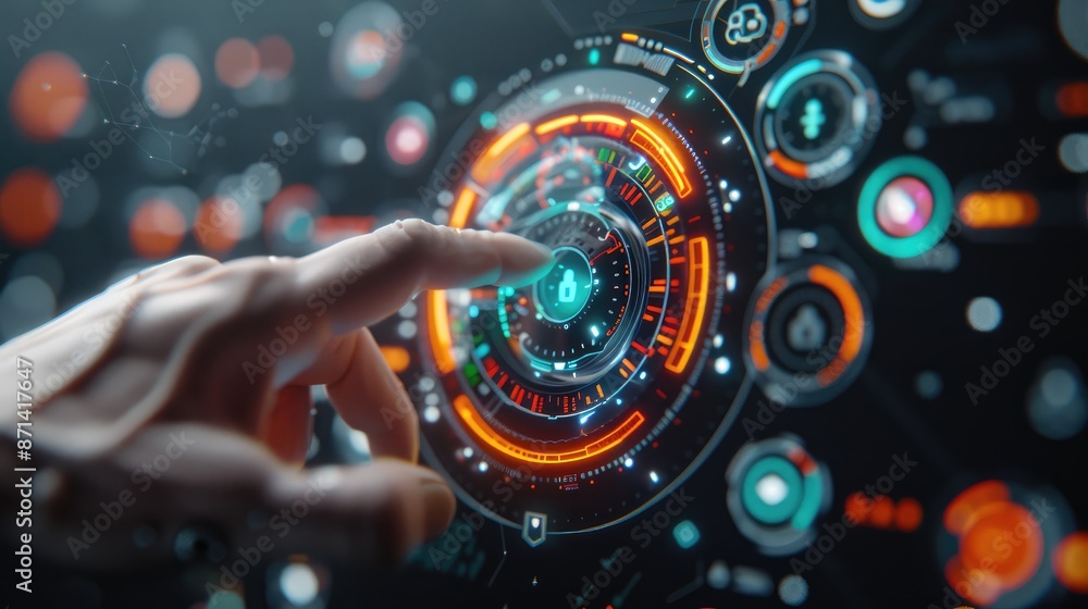 Poster futuristic cybersecurity data vault with holographic locks and ai protection in ultra-high resolutio