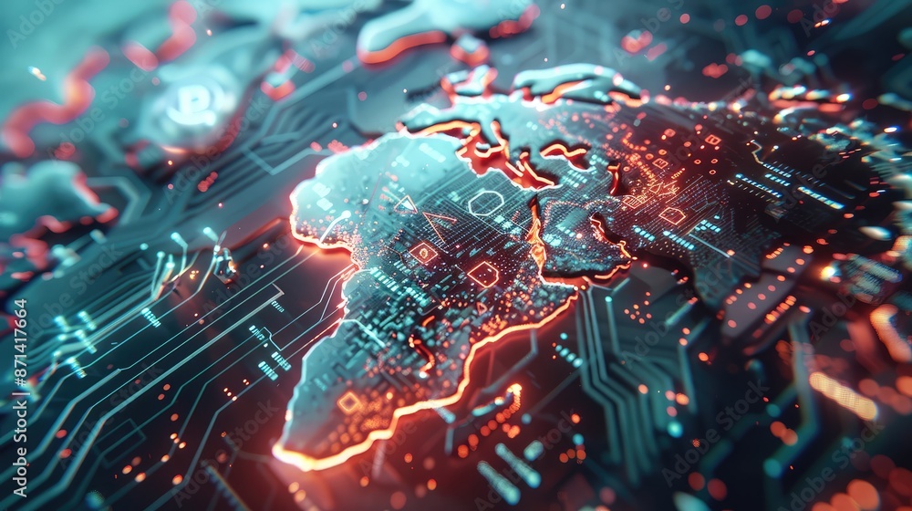 Poster cutting-edge digital data protection with holographic security layers in futuristic ai-driven enviro