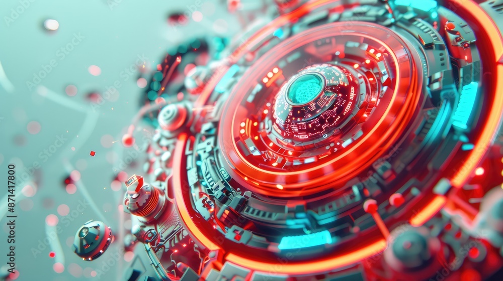Poster futuristic ai protection of synthetic data in high-tech lab with holographic interface - ultra-detai
