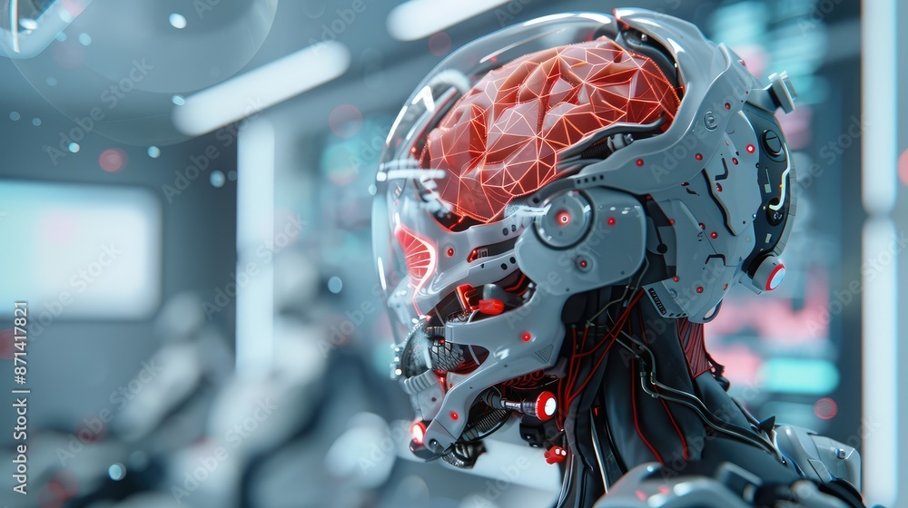 Poster cutting-edge data privacy technology in futuristic holographic ai lab setting, generative ai