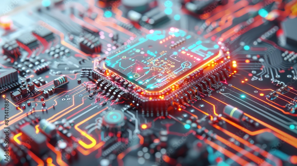 Aufkleber futuristic synthetic data guardian with holographic protection in high-tech lab - colorful ai patter
