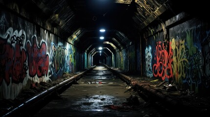 Fototapeta premium graffiti dark tunnel