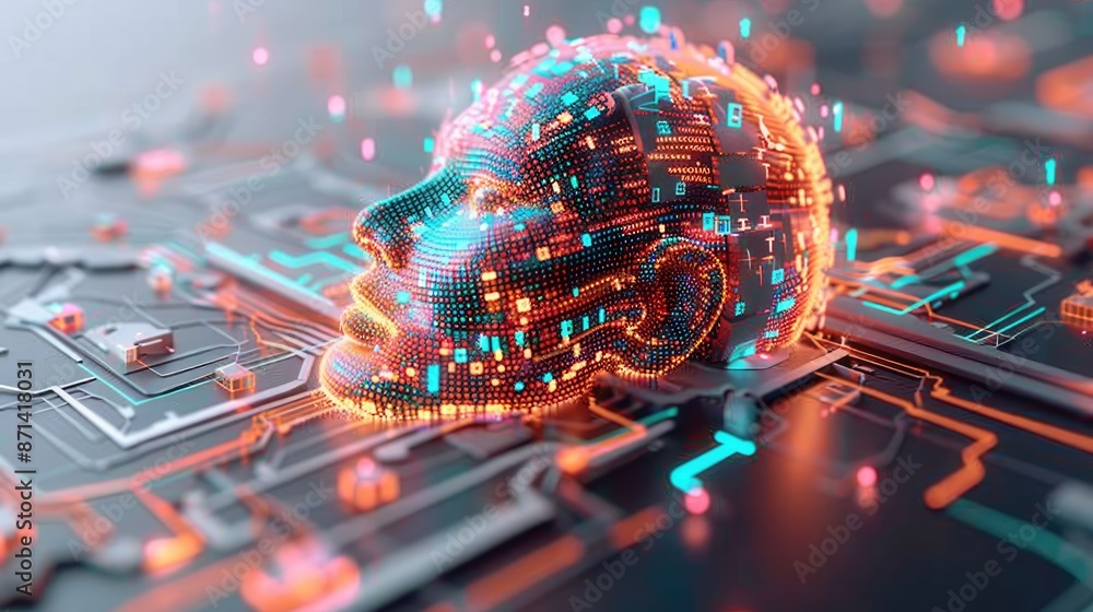 Aufkleber futuristic synthetic data flow in colorful ai holographic security lab | ultra-detailed 4k resolutio