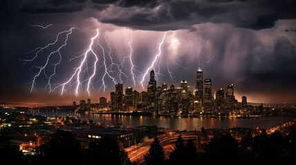 lightning dark cityscape