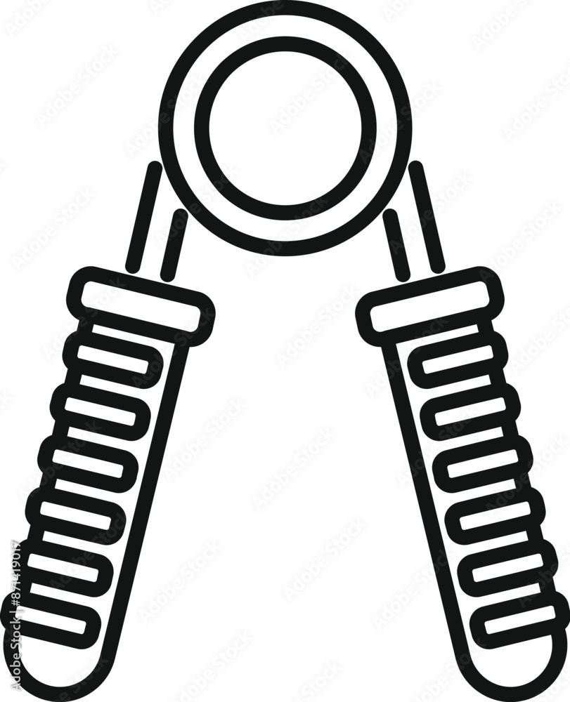 Poster hand grip exerciser being squeezed for forearm exercise