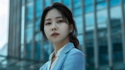 Fototapeta premium Confident Asian Businesswoman Posing in Modern Office Building