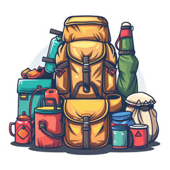 A group of camping gear items arranged centrally on a website for easy access