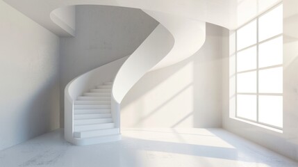 Obraz premium Illustration of an interior with spiral staircase. created using 3D