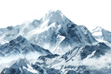 snow covered mountains isolated on transparent background