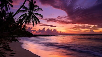 beach purple sunset