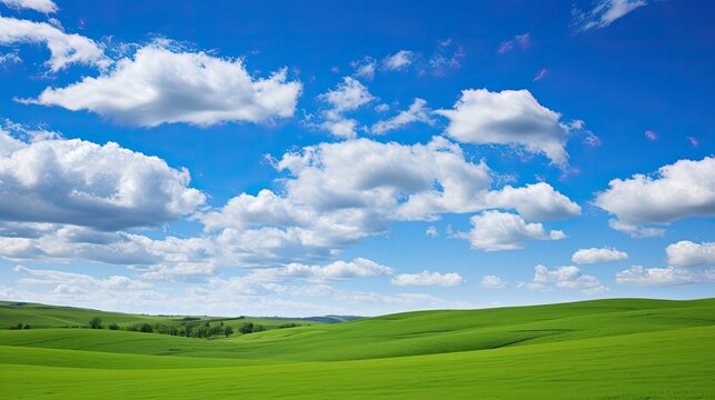hills white clouds blue sky