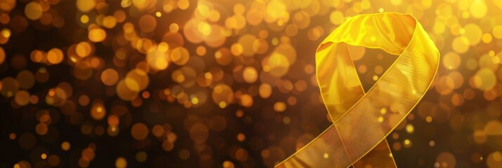 Appendix Cancer Awareness Month. Horizontal poster, free space for text. Yellow ribbon campaign. Symbol of Sarcoma, Bone Cancer Awareness, Suicide prevention, Endometriosis awareness