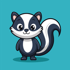 Obraz premium Cute Skunk Cartoon Vector Icon Illustration.
