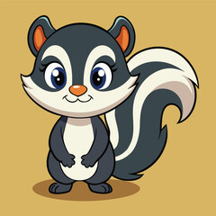 Obraz premium Cute Skunk Cartoon Vector Icon Illustration.