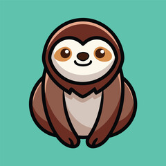 Obraz premium Cute Sloth Cartoon Vector Icon Illustration.