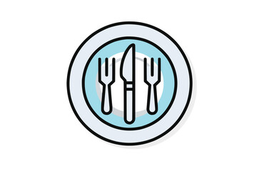 Obraz premium Fork plate knife color icon vector, isolated on white background. Beautiful fork plate knife icon.