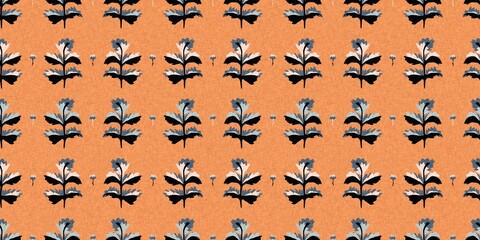 Midcentury modern floral endless border. Organic summer gender neutral retro matisse edging. 