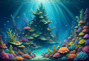 Obraz premium colorful coral reef surreal art