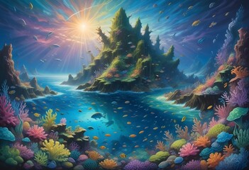 Fototapeta premium colorful coral reef surreal art