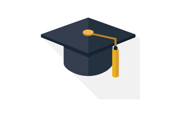 Colorful graduation cap icon isolated on white background.