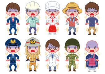 驚く、怖がるポーズ・働く人・男性