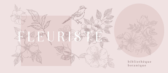 Delicate floral prints with wild rose flower