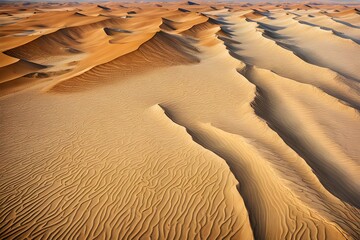 aerial view capturing the abstract geometric patterns of a dry desert landscape