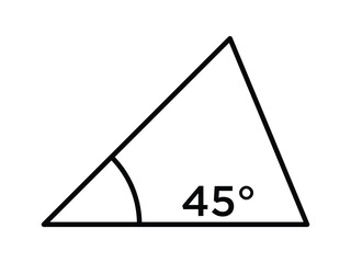 45 degree angle icon in triangle.
