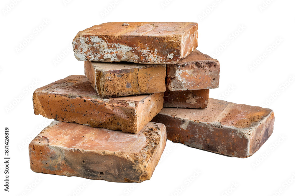 Poster stack of bricks isolated on transparent background