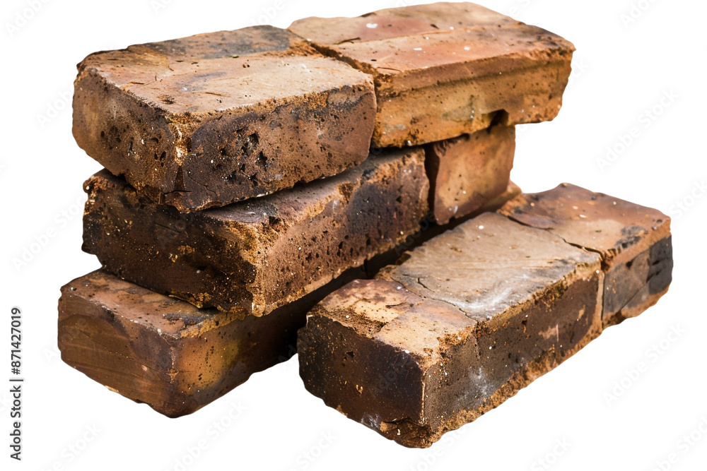 Poster stack of bricks isolated on transparent background