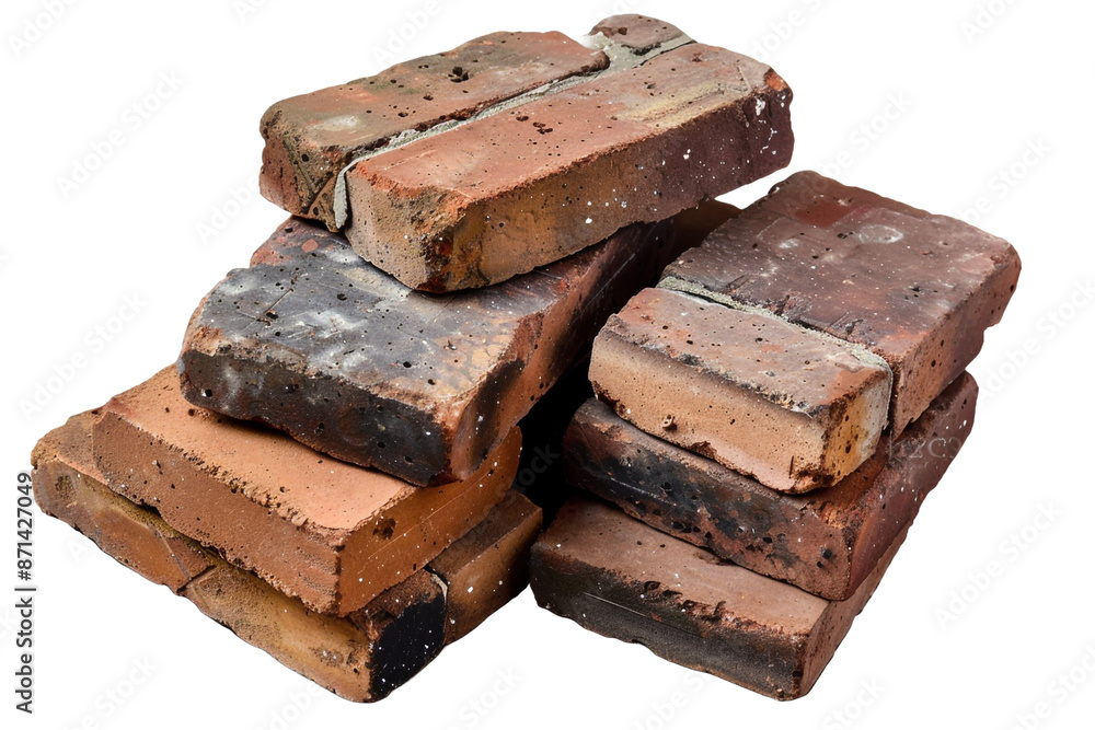 Poster stack of bricks isolated on transparent background