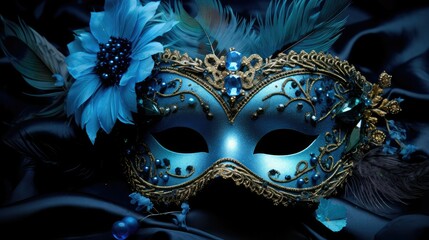 details blue masquerade mask