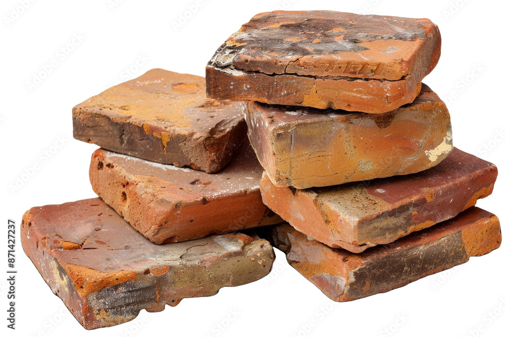 Poster stack of bricks isolated on transparent background